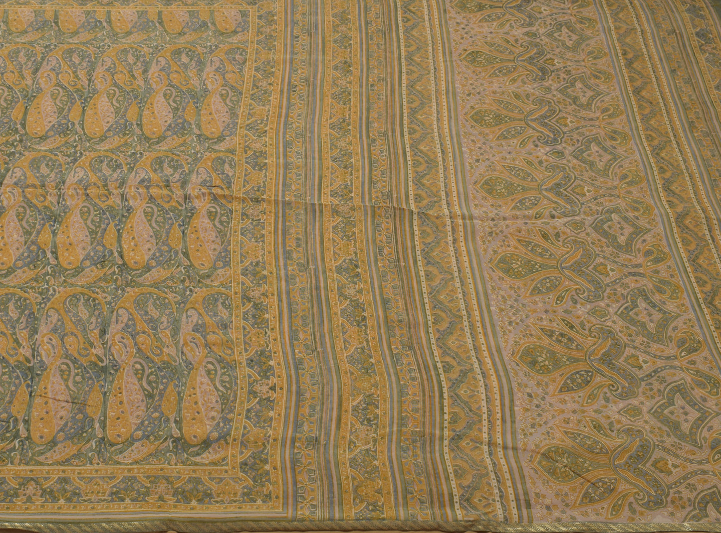 Sushila Vintage Indian Saree Pure Georgette Silk Printed Paisley Craft Fabric