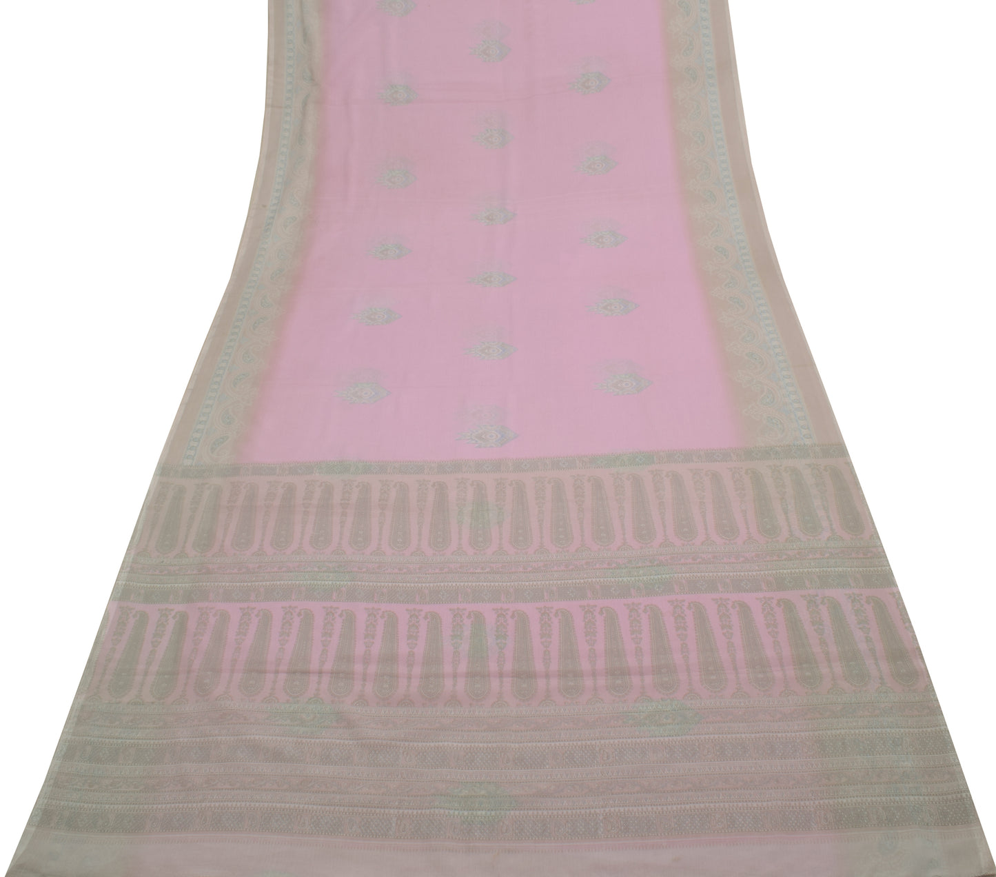 Sushila Vintage Pink Saree Blend Georgette Silk Printed Floral Craft Fabric