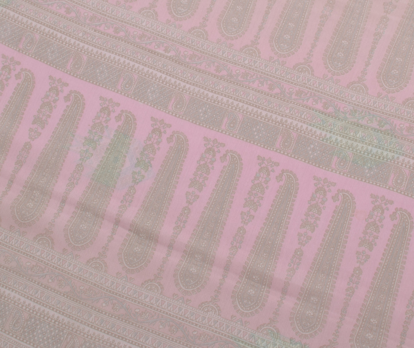 Sushila Vintage Pink Saree Blend Georgette Silk Printed Floral Craft Fabric