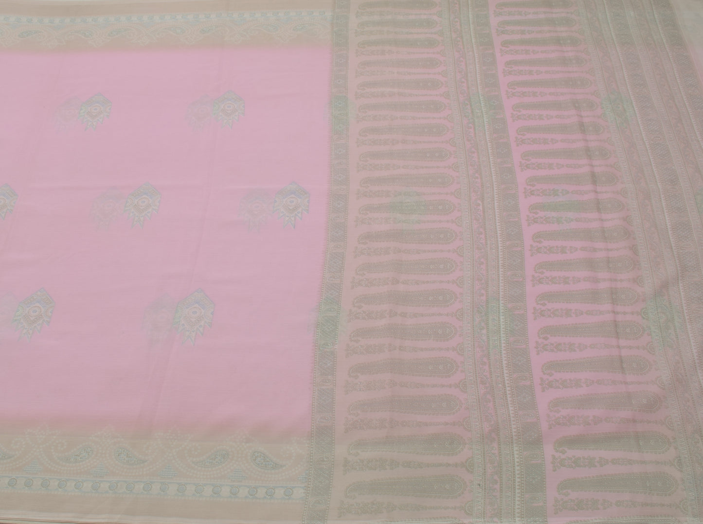 Sushila Vintage Pink Saree Blend Georgette Silk Printed Floral Craft Fabric