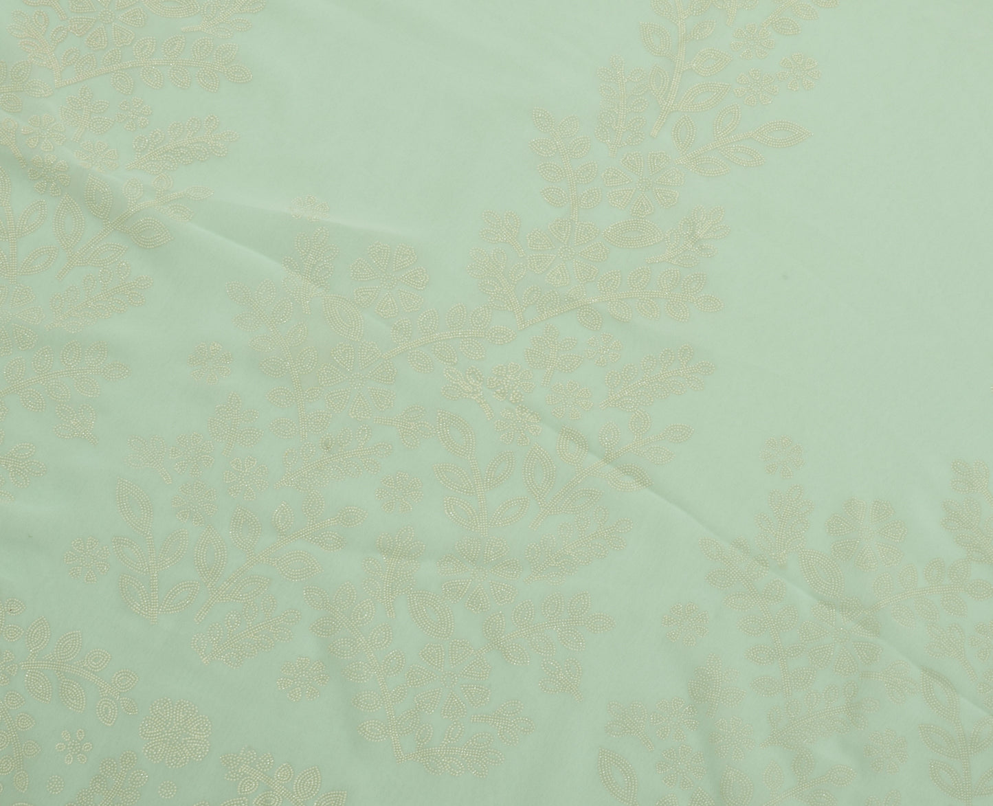 Sushila Vintage Green Saree Blend Georgette Silk Printed 5 Yard Craft Fabric