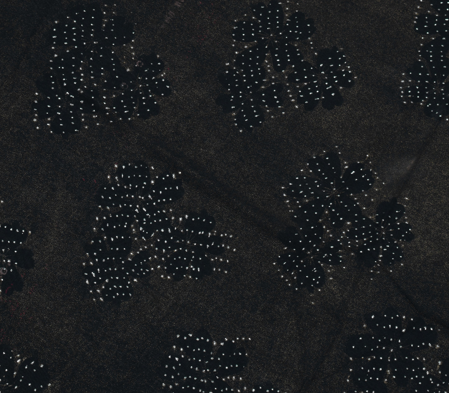 Sushila Vintage Black Saree Blend Georgette Silk Printed Floral Craft Fabric