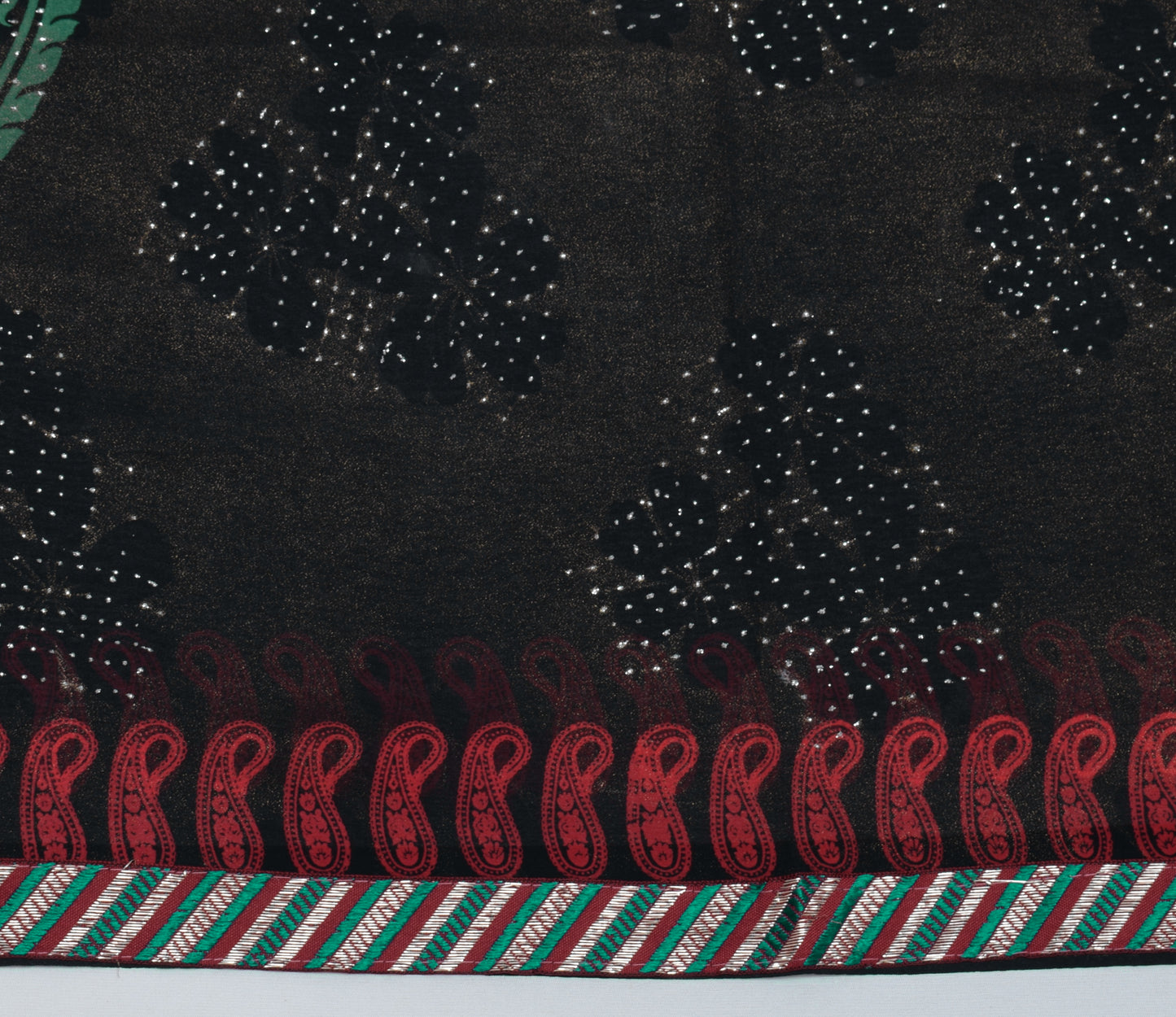 Sushila Vintage Black Saree Blend Georgette Silk Printed Floral Craft Fabric