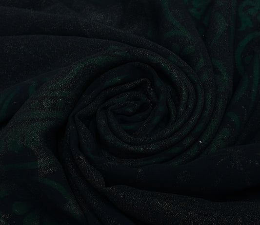 Sushila Vintage Black Saree Blend Georgette Silk Printed Floral Craft Fabric