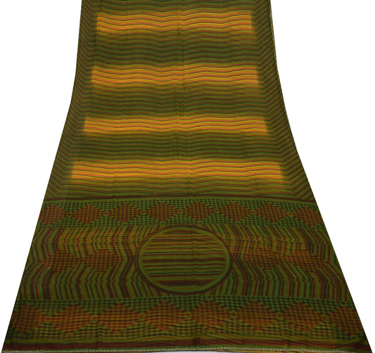 Sushila Vintage Multi-Color Saree Blend Georgette Silk Printed Craft 5 YD Fabric