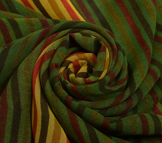 Sushila Vintage Multi-Color Saree Blend Georgette Silk Printed Craft 5 YD Fabric