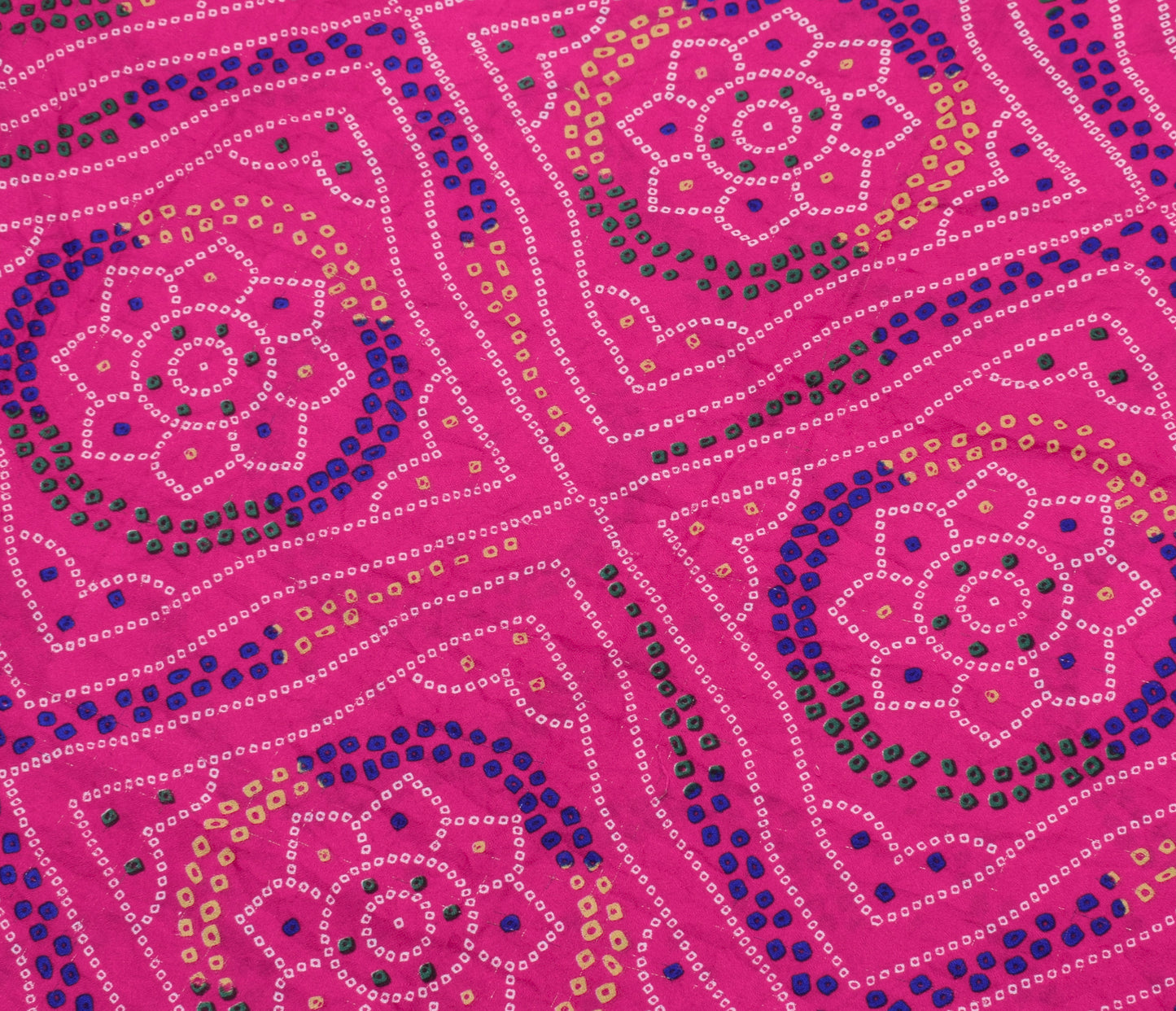 Sushila Vintage Magenta Saree Blend Georgette Silk Bandhani Printed Craft Fabric