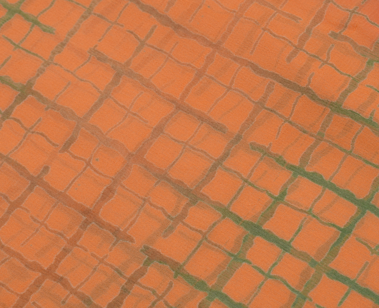 Sushila Vintage Orange Saree 100% Pure Georgette Silk Printed Craft Sari Fabric