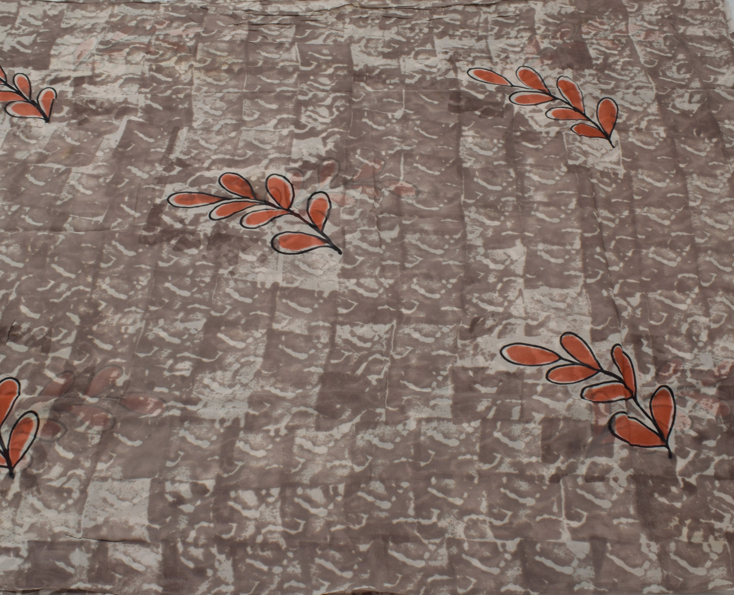 Sushila Vintage Indian Sari 100% Pure Georgette Silk Printed Floral Craft Fabric