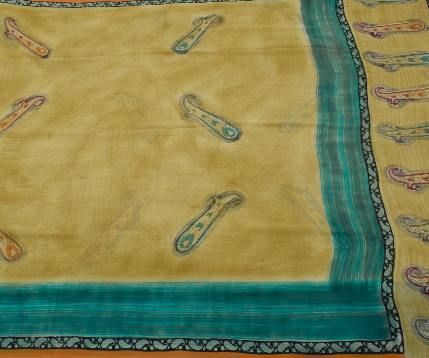 Sushila Vintage Green Saree 100% Pure Georgette Silk Printed Craft 5 Yard Fabric