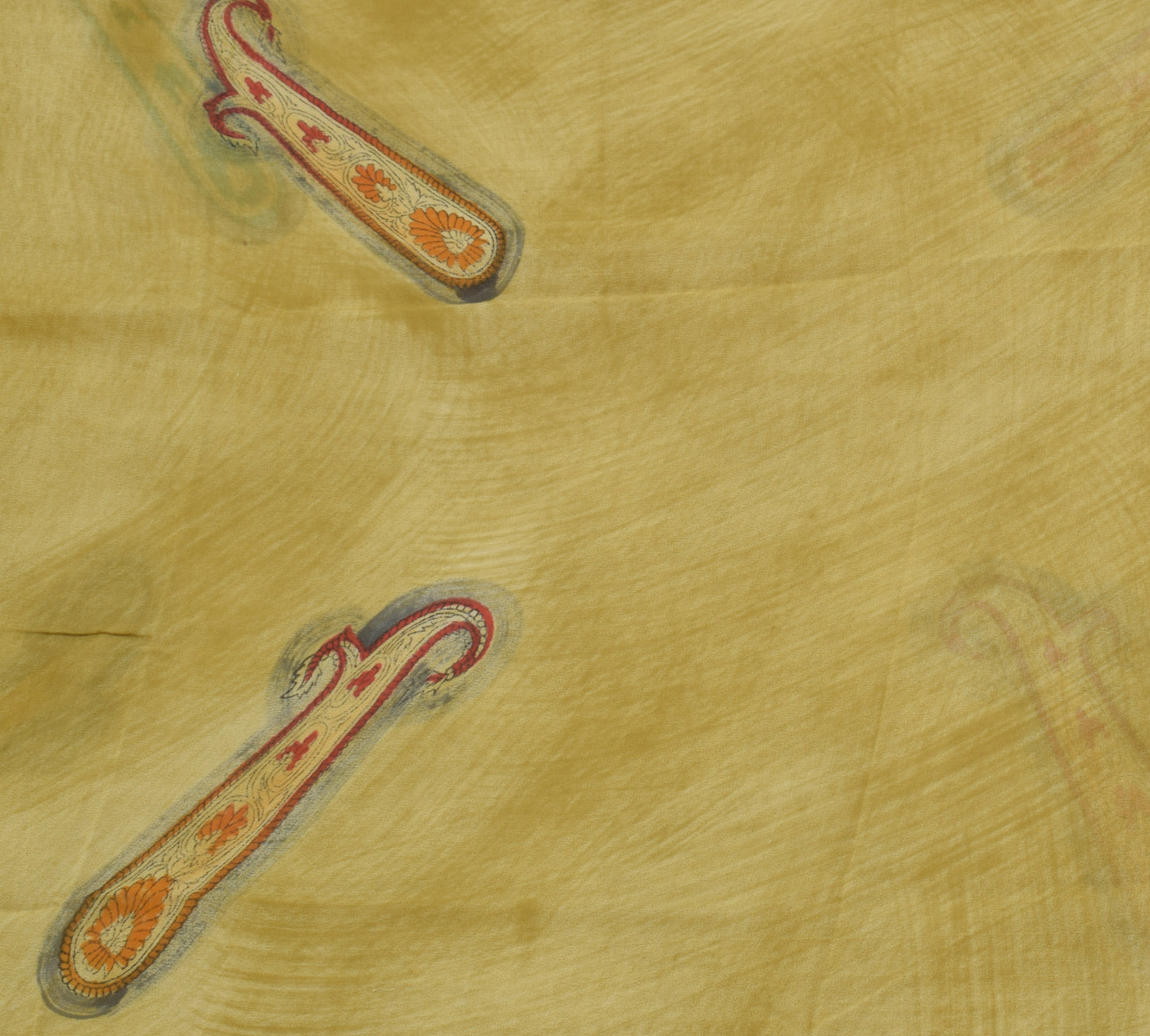 Sushila Vintage Green Saree 100% Pure Georgette Silk Printed Craft 5 Yard Fabric