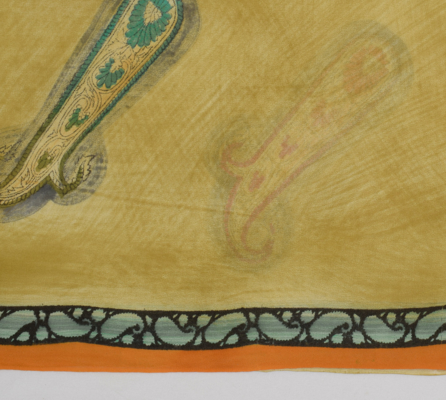 Sushila Vintage Green Saree 100% Pure Georgette Silk Printed Craft 5 Yard Fabric