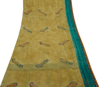 Sushila Vintage Green Saree 100% Pure Georgette Silk Printed Craft 5 Yard Fabric