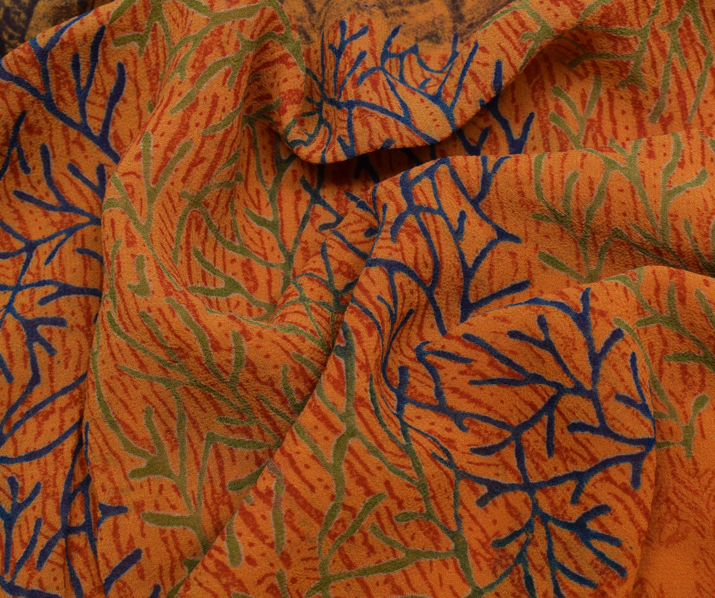 Sushila Vintage Indian Saree Pure Georgette Silk Printed Floral Craft Fabric