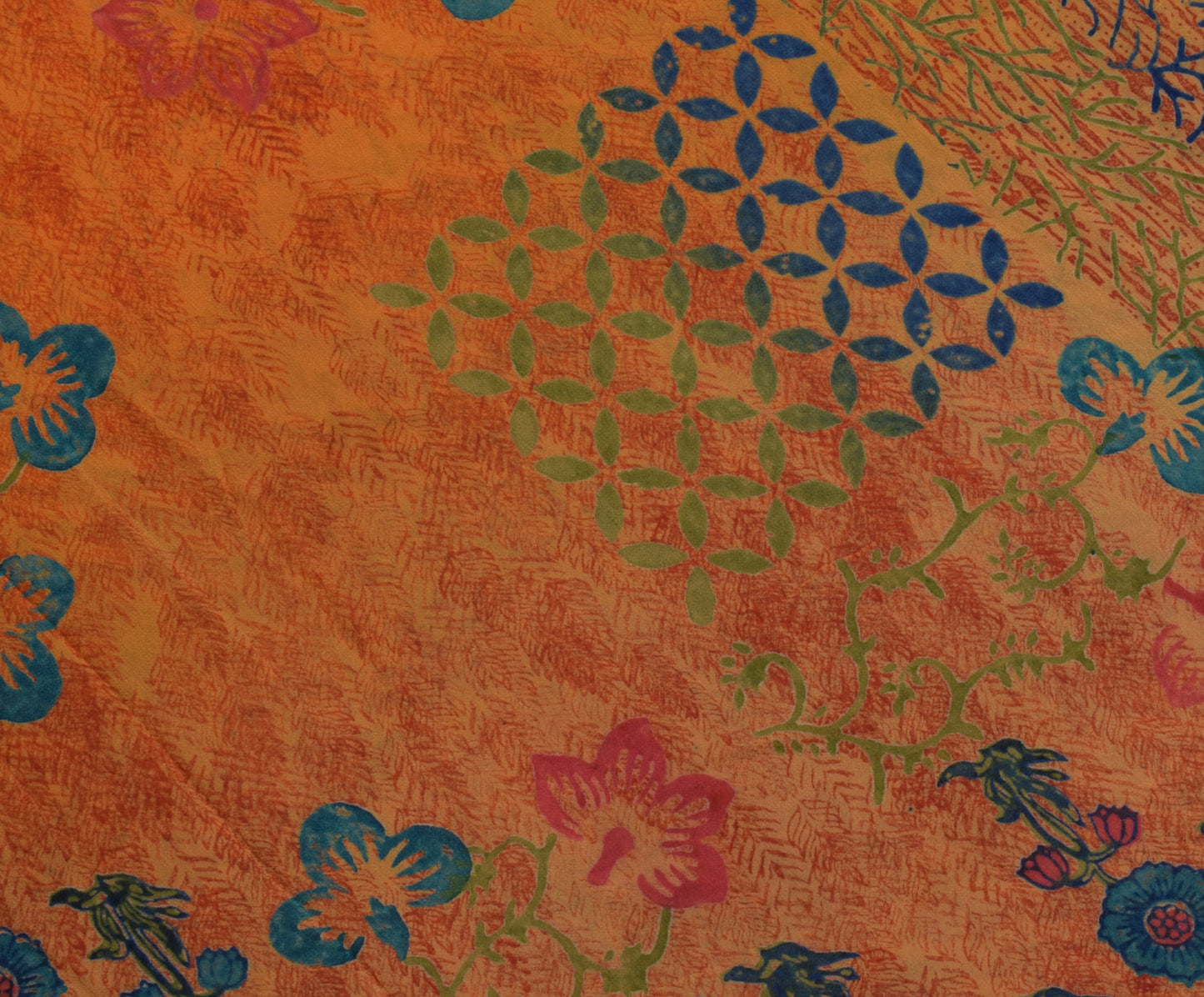 Sushila Vintage Indian Saree Pure Georgette Silk Printed Floral Craft Fabric