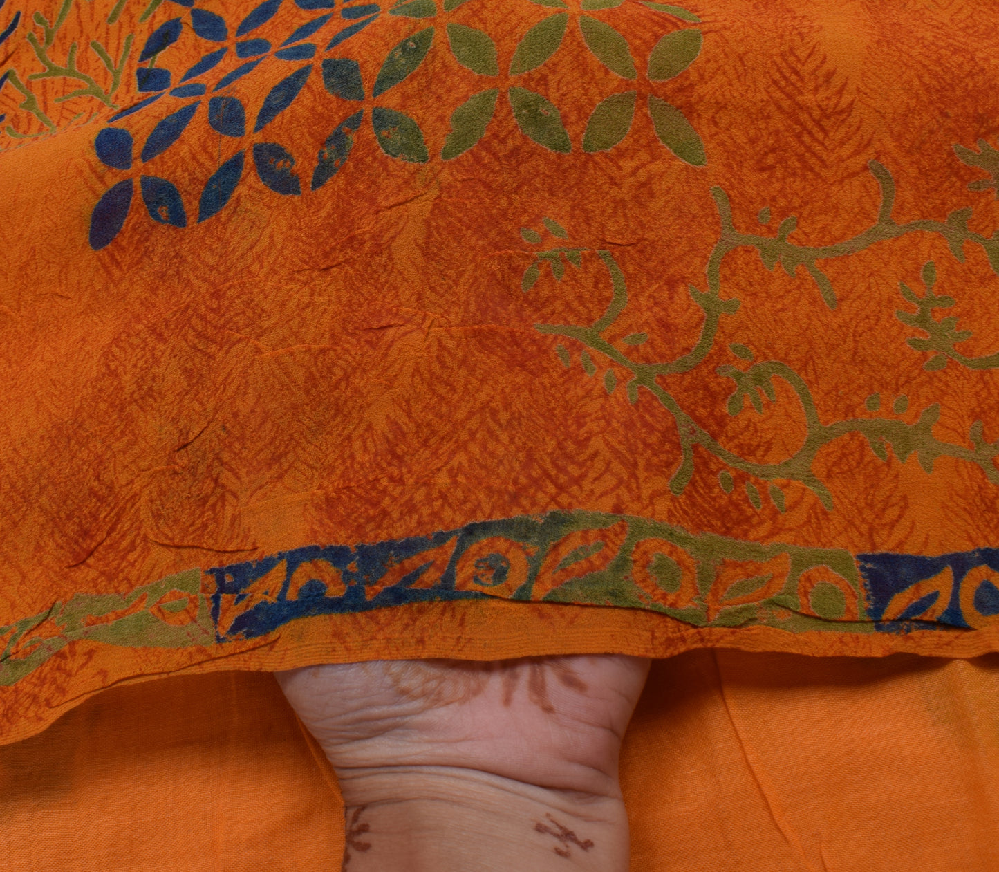 Sushila Vintage Indian Saree Pure Georgette Silk Printed Floral Craft Fabric