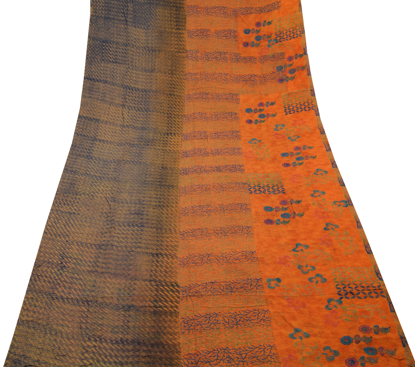 Sushila Vintage Indian Saree Pure Georgette Silk Printed Floral Craft Fabric