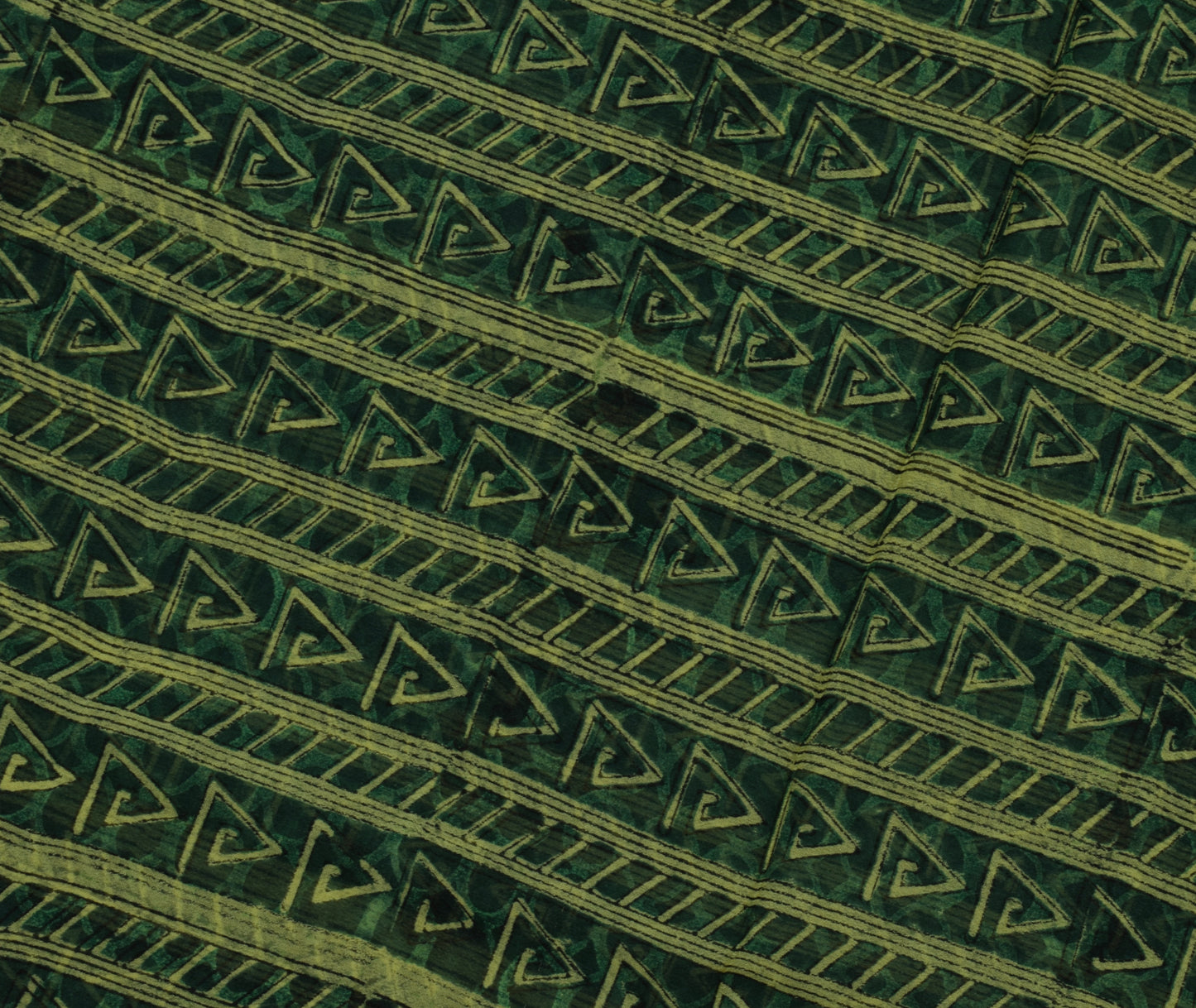 Sushila Vintage Green Saree 100% Pure Georgette Silk Printed 5 Yard Craft Fabric