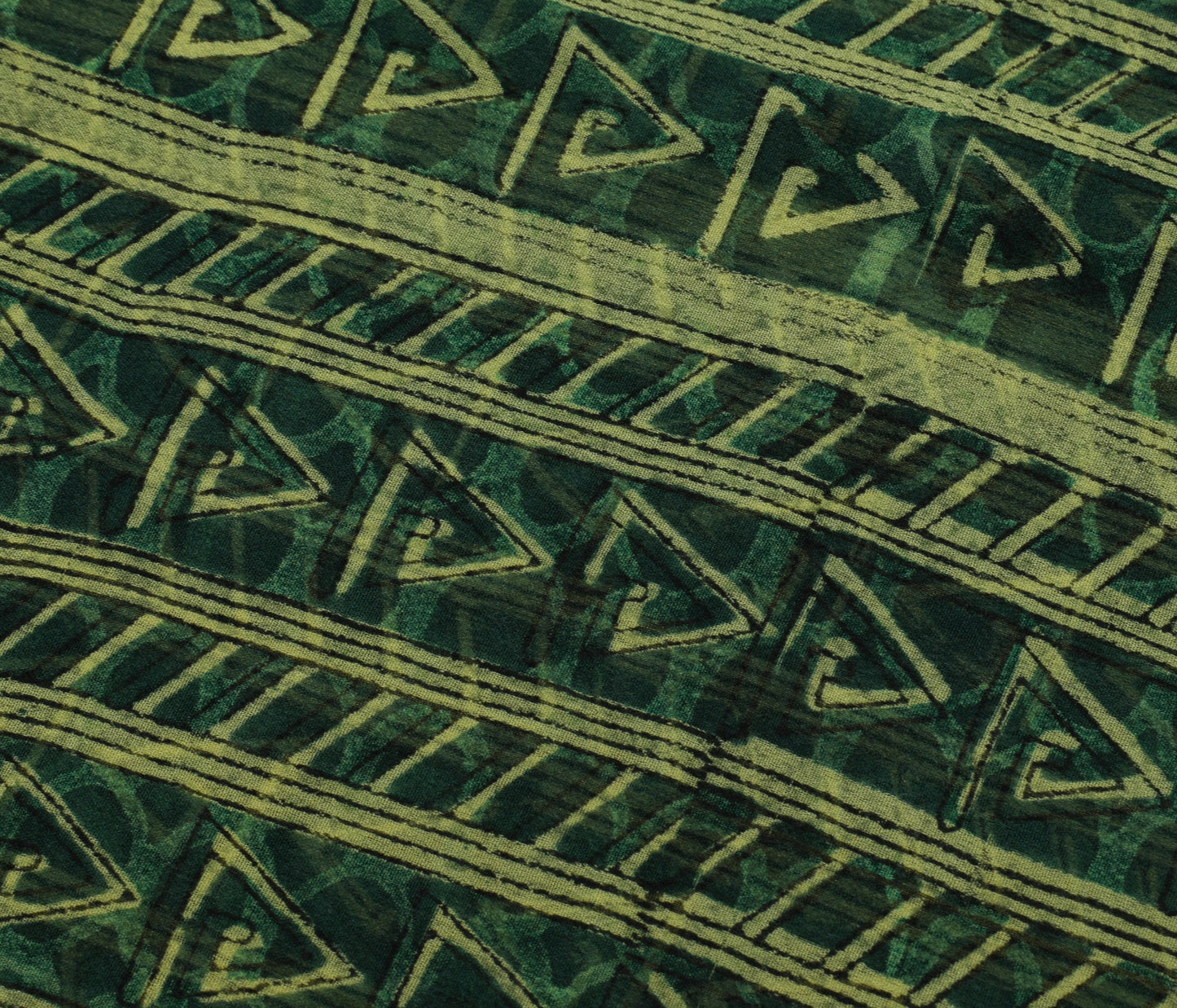 Sushila Vintage Green Saree 100% Pure Georgette Silk Printed 5 Yard Craft Fabric