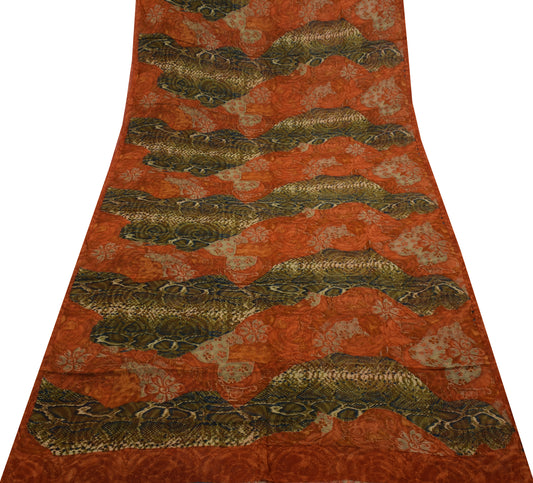 Sushila Vintage Indian Saree Pure Georgette Silk Printed 5 Yard  Craft Fabric