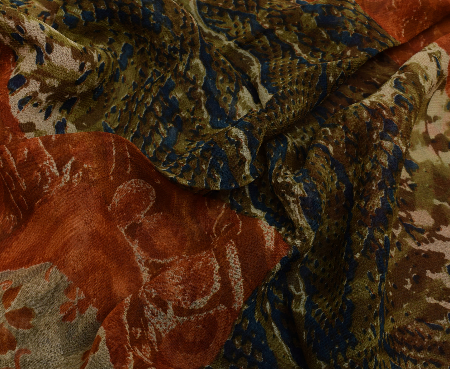 Sushila Vintage Indian Saree Pure Georgette Silk Printed 5 Yard  Craft Fabric