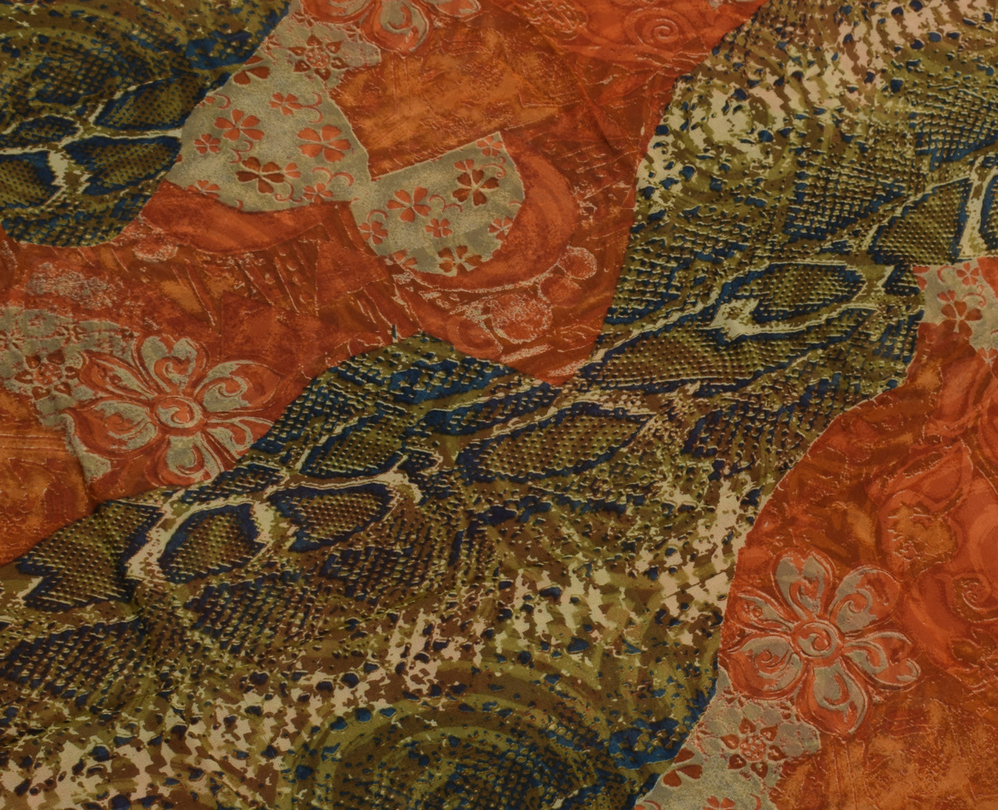 Sushila Vintage Indian Saree Pure Georgette Silk Printed 5 Yard  Craft Fabric