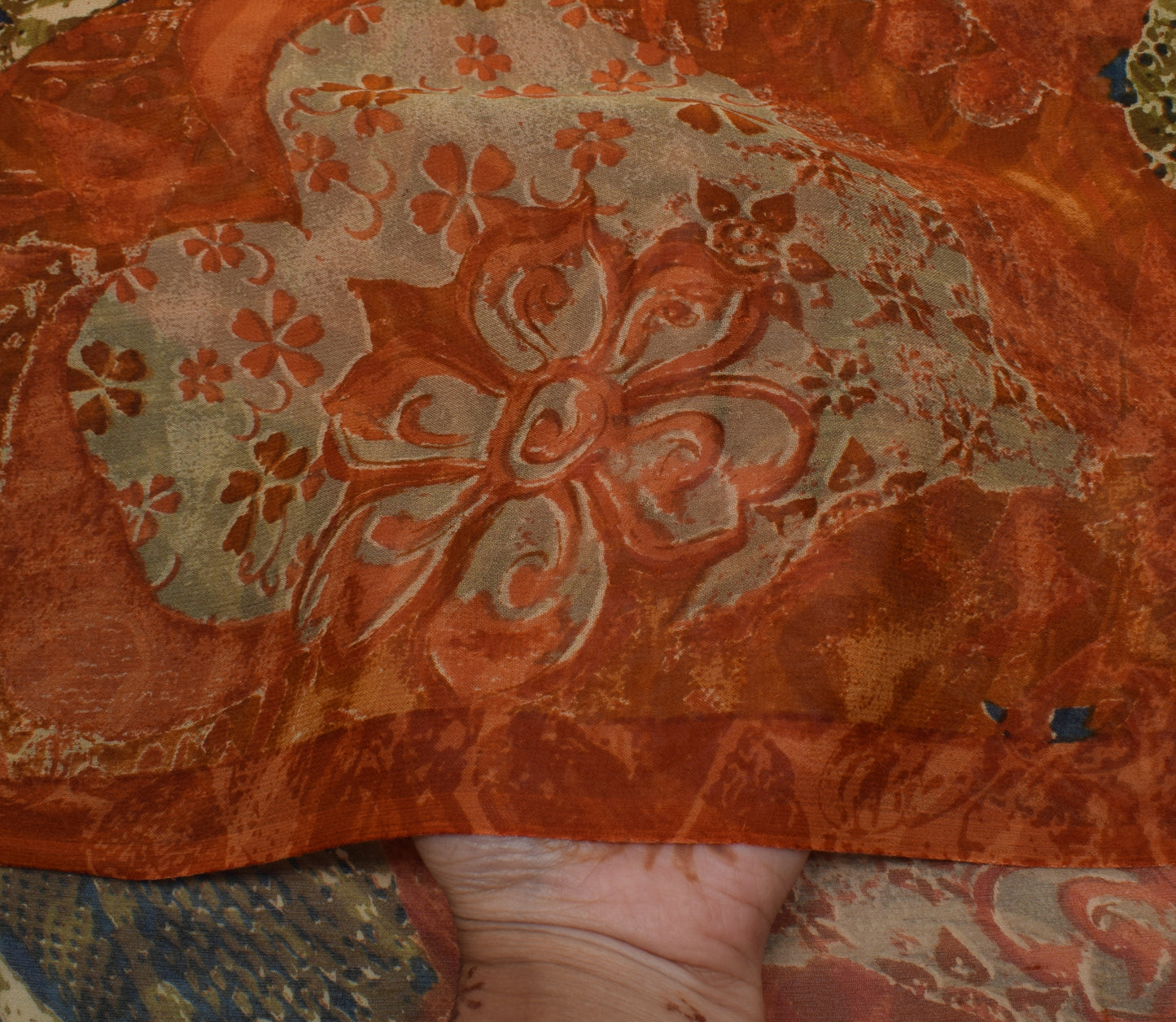 Sushila Vintage Indian Saree Pure Georgette Silk Printed 5 Yard  Craft Fabric