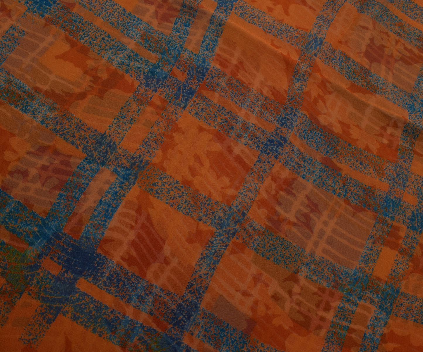 Sushila Vintage Multi-Color Saree 100% Pure Georgette Silk Printed Craft Fabric