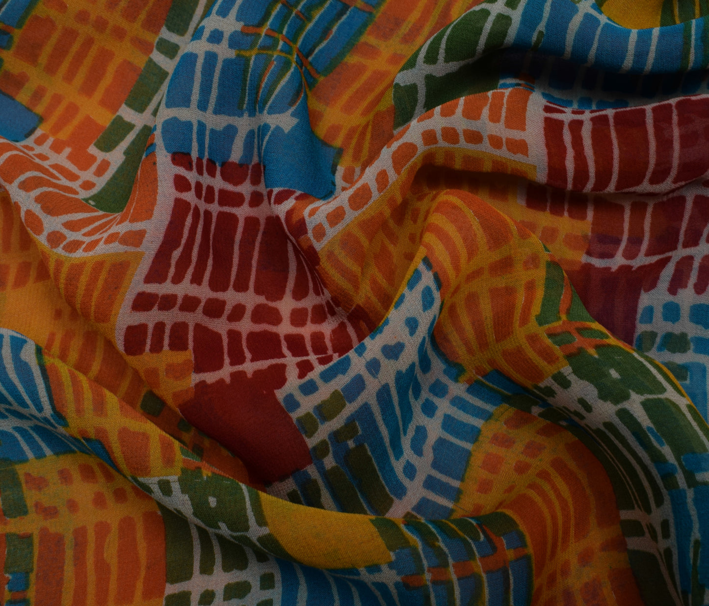 Sushila Vintage Multi-Color Saree 100% Pure Georgette Silk Printed Craft Fabric