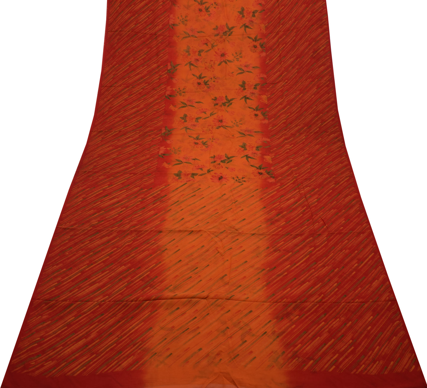 Sushila Vintage Indian Saree 100% Pure Georgette Silk Printed Craft Sari Fabric