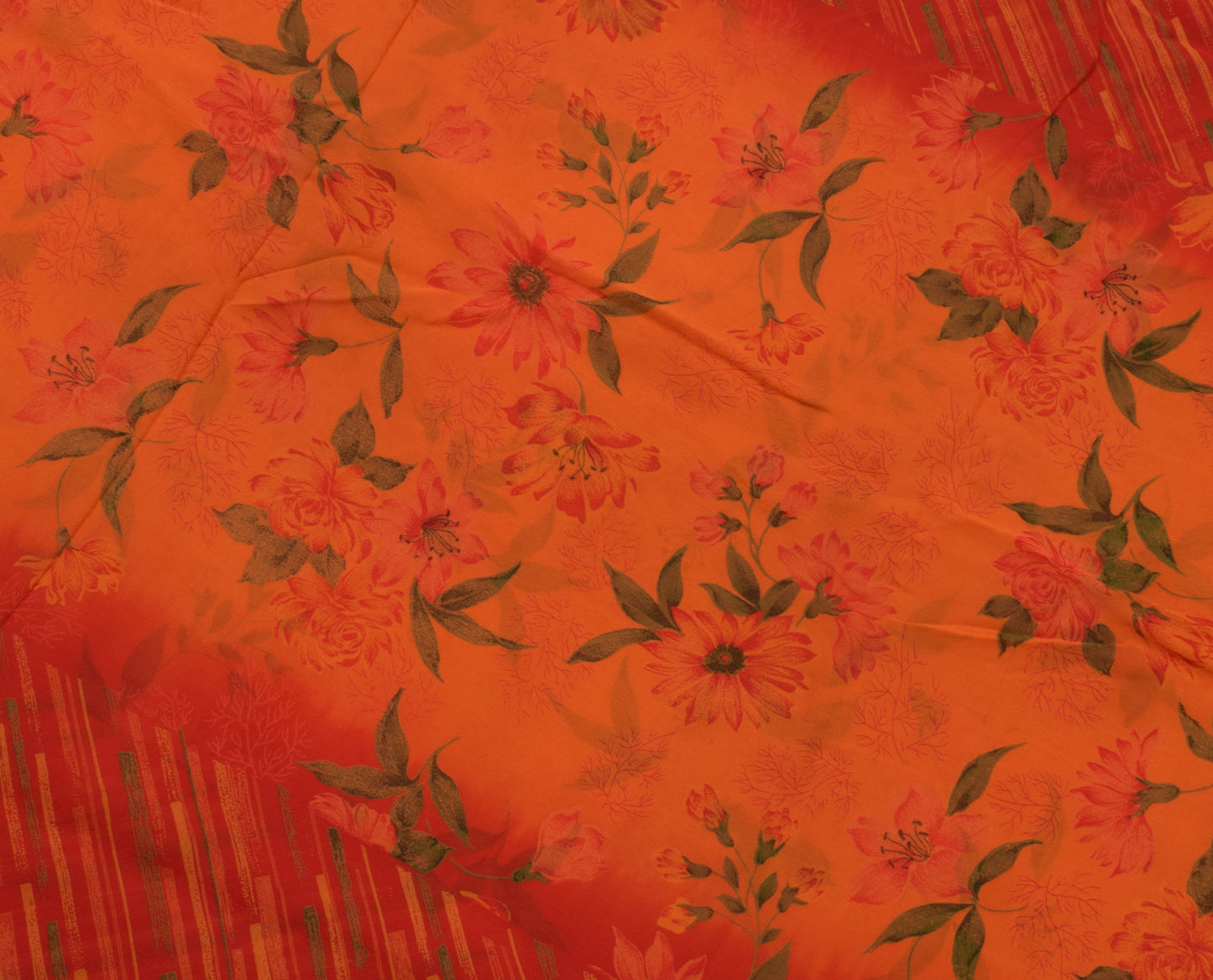 Sushila Vintage Indian Saree 100% Pure Georgette Silk Printed Craft Sari Fabric