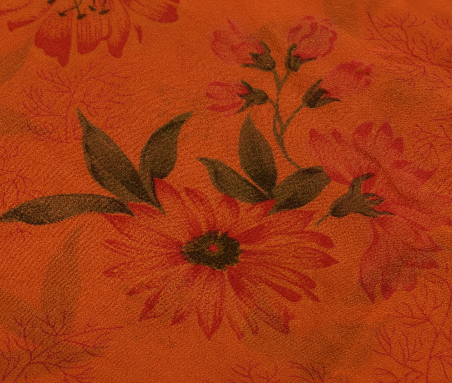 Sushila Vintage Indian Saree 100% Pure Georgette Silk Printed Craft Sari Fabric