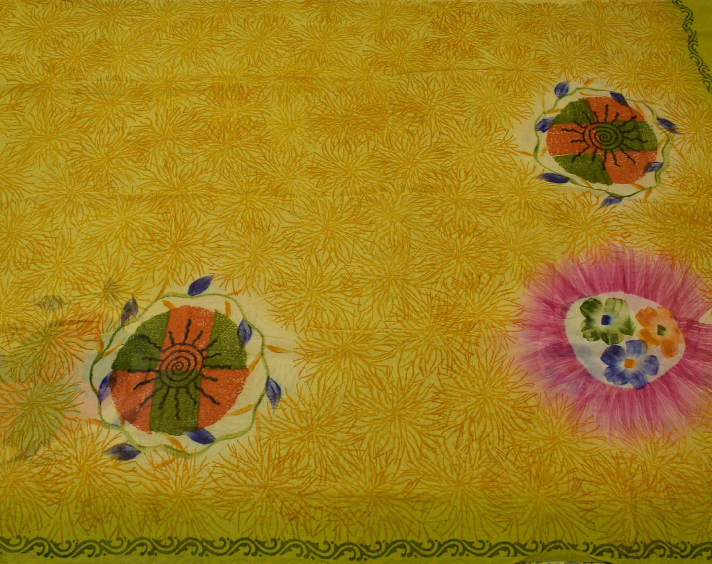 Sushila Vintage Green Saree Pure Georgette Silk Printed Floral Craft Sari Fabric