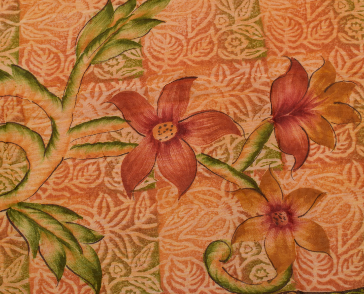 Sushila Vintage Indian Saree Pure Georgette Silk Printed Floral Craft Fabric