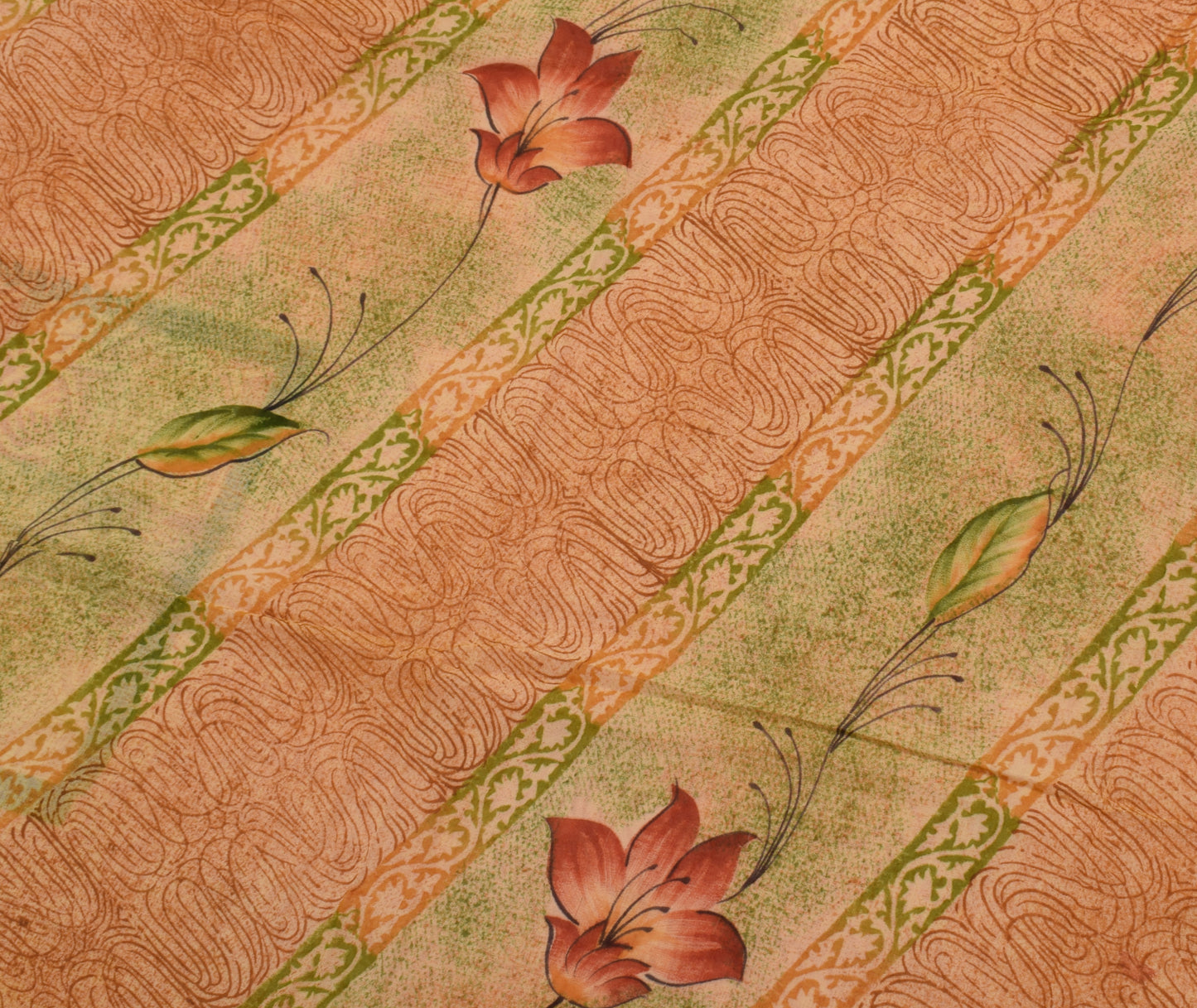 Sushila Vintage Indian Saree Pure Georgette Silk Printed Floral Craft Fabric