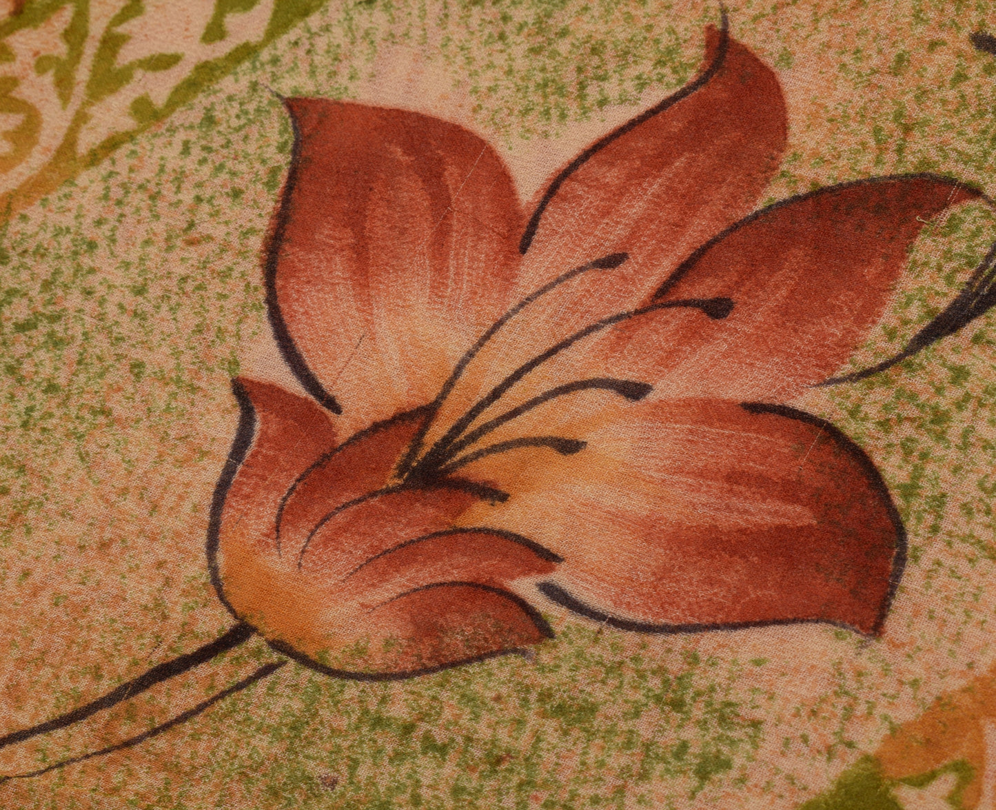 Sushila Vintage Indian Saree Pure Georgette Silk Printed Floral Craft Fabric