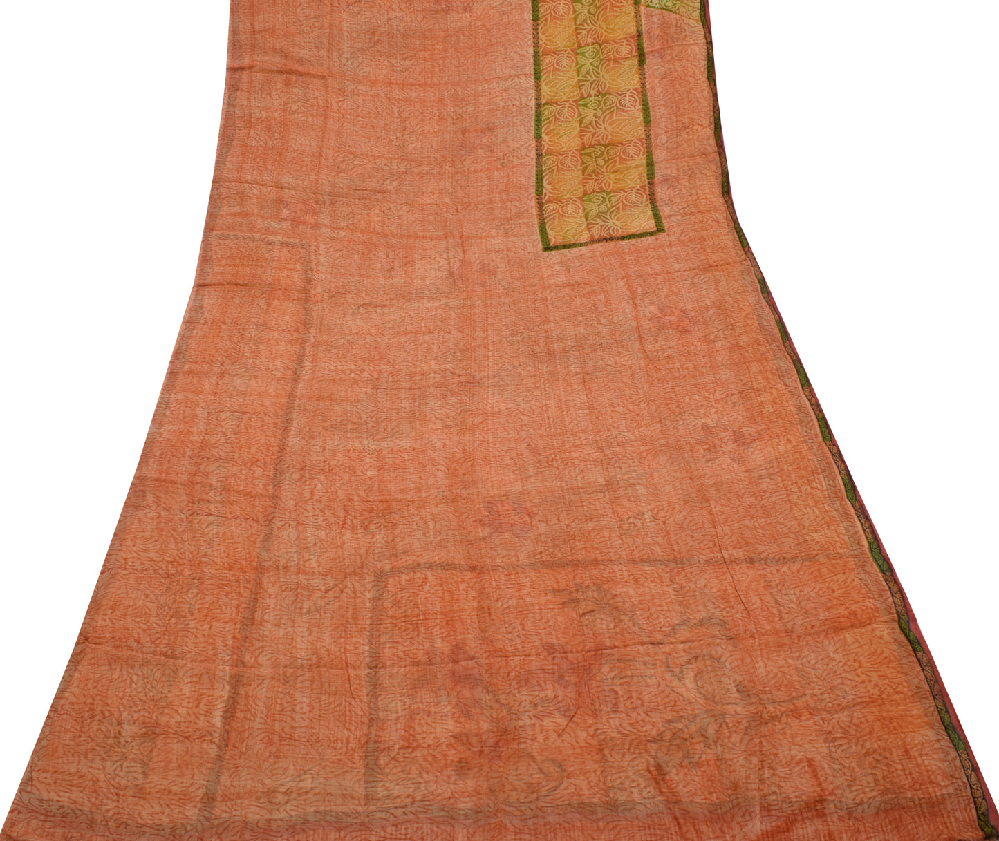 Sushila Vintage Indian Saree Pure Georgette Silk Printed Floral Craft Fabric