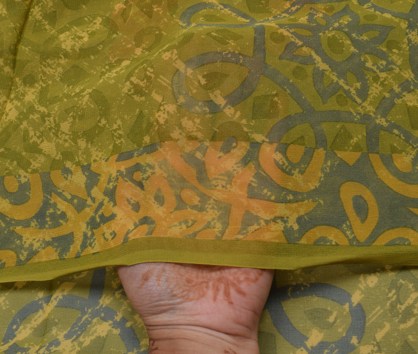 Sushila Vintage Green Saree 100% Pure Georgette Silk Printed Floral Craft Fabric