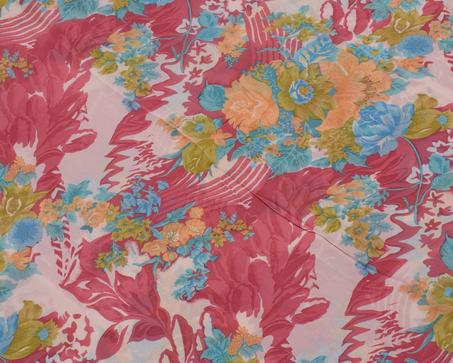 Sushila Vintage Pink Saree 100% Pure Georgette Silk Printed Floral Craft Fabric