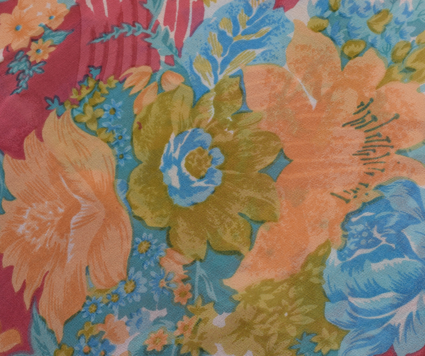 Sushila Vintage Pink Saree 100% Pure Georgette Silk Printed Floral Craft Fabric