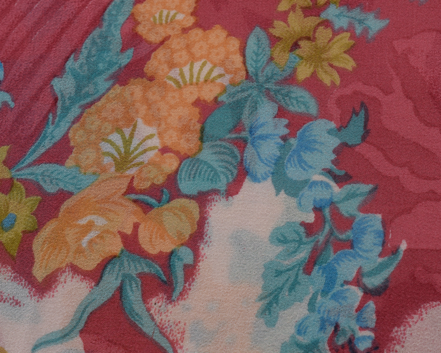 Sushila Vintage Pink Saree 100% Pure Georgette Silk Printed Floral Craft Fabric