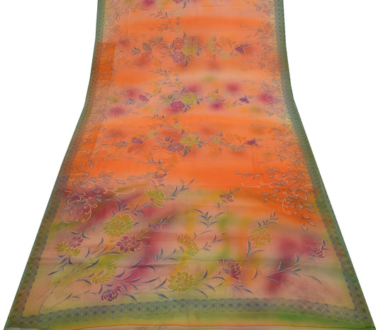Sushila Vintage Multi-Color Saree Blend Georgette Printed Floral Craft Fabric