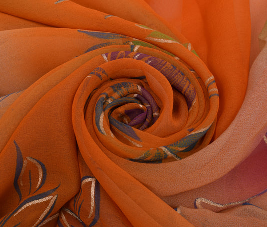 Sushila Vintage Multi-Color Saree Blend Georgette Printed Floral Craft Fabric