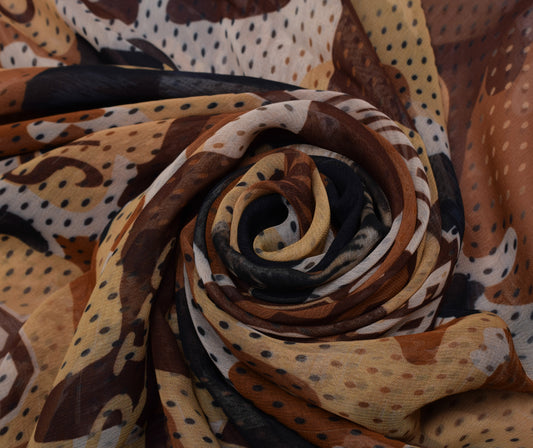 Sushila Vintage Multi-Color Saree Blend Georgette Silk Printed Craft Fabric