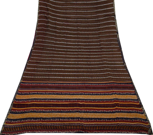 Sushila Vintage MultiColor Saree Pure Georgette Silk Printed 5 YD Craft Fabric