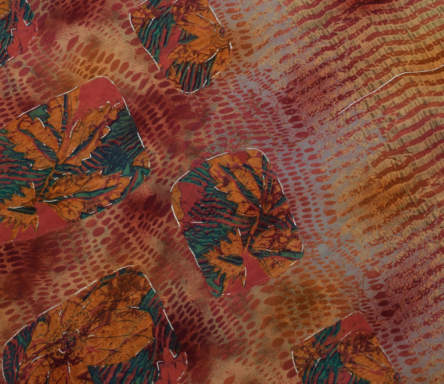 Sushila Vintage Indian Saree Blend Georgette Silk Printed Floral Craft Fabric