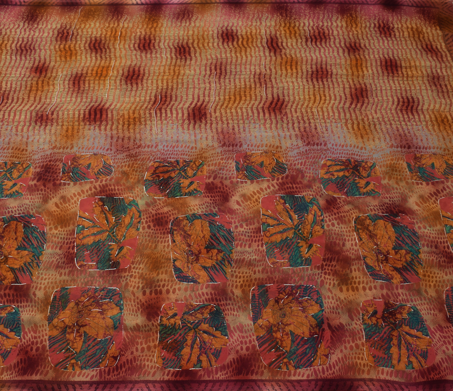 Sushila Vintage Indian Saree Blend Georgette Silk Printed Floral Craft Fabric