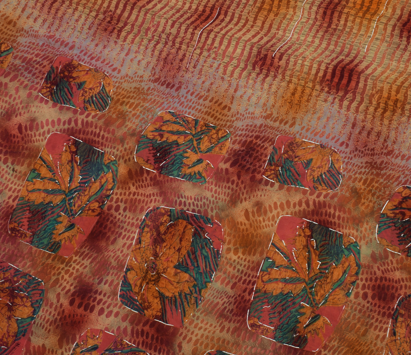 Sushila Vintage Indian Saree Blend Georgette Silk Printed Floral Craft Fabric