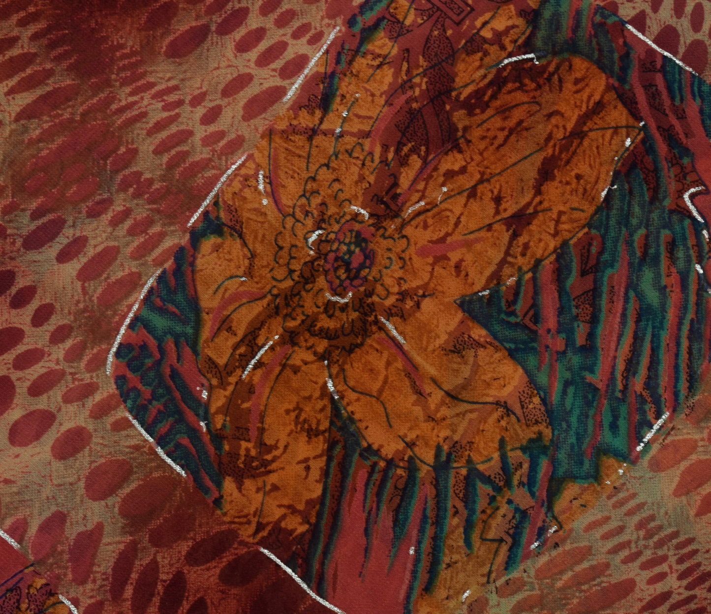 Sushila Vintage Indian Saree Blend Georgette Silk Printed Floral Craft Fabric