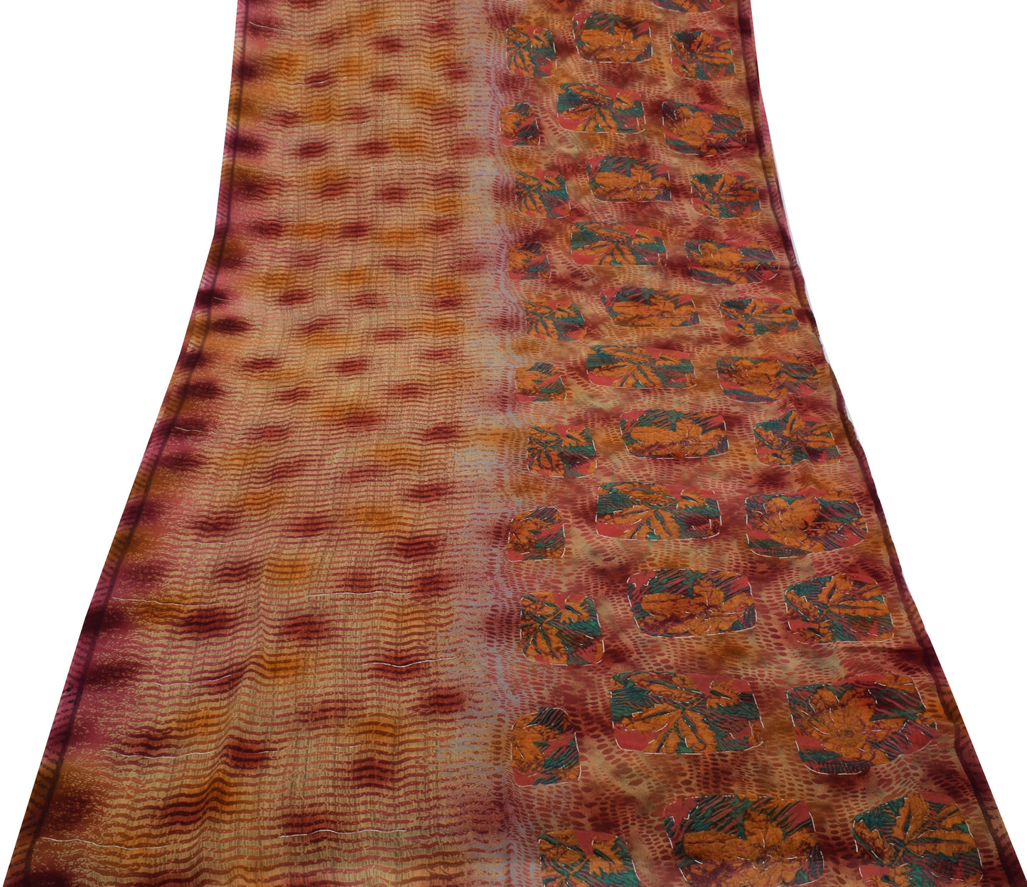 Sushila Vintage Indian Saree Blend Georgette Silk Printed Floral Craft Fabric